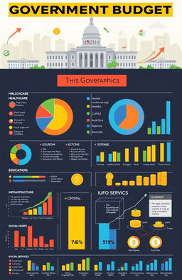 A detailed infographics illustration representing a government budget