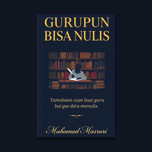 A sophisticated book cover for the title "Gurupun Bisa Nulis" (Teachers Can Write Too), featuring elegant typography