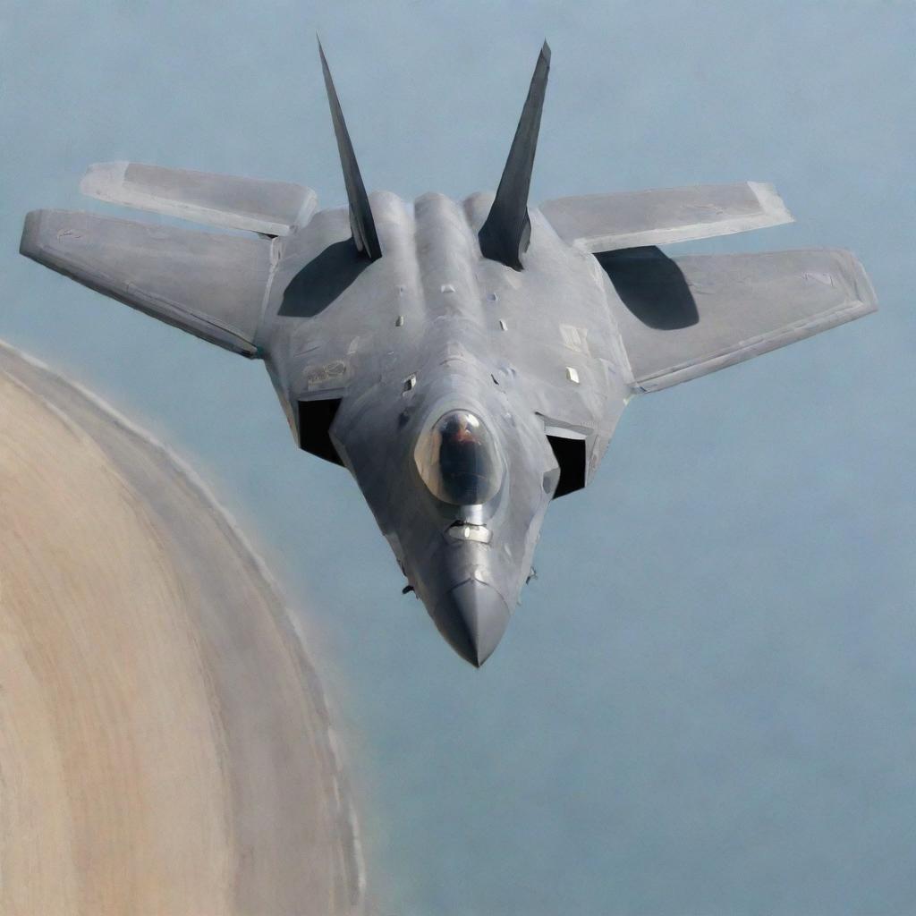 An F-22 Raptor jet cutting the sky above while a high-speed Lamborghini races on a track below, demonstrating power and speed.