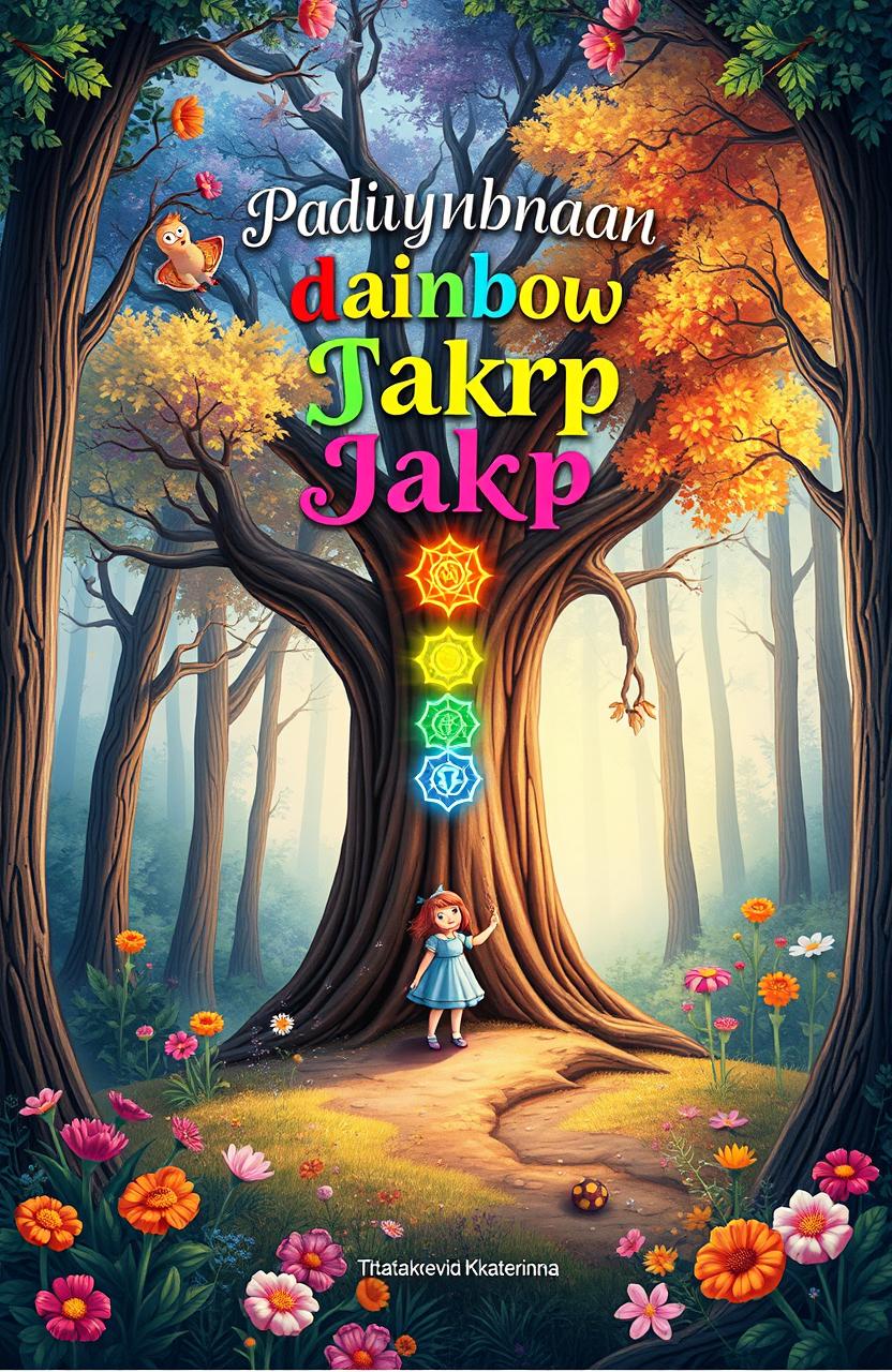 A whimsical and enchanting book cover design for a fairy tale titled "Радужная дружба чакр" (Rainbow Friendship of Chakras) by Станкевич Екатерина