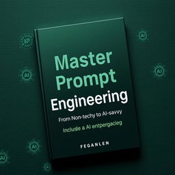 A dark green book cover featuring the title 'Master Prompt Engineering: From Non-techy to AI-savvy' prominently displayed