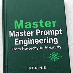 A dark green book cover featuring the title 'Master Prompt Engineering: From Non-techy to AI-savvy' prominently displayed