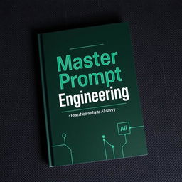 A dark green book cover featuring the title 'Master Prompt Engineering: From Non-techy to AI-savvy' prominently displayed