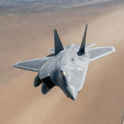 An F-22 Raptor jet cutting the sky above while a high-speed Lamborghini races on a track below, demonstrating power and speed.