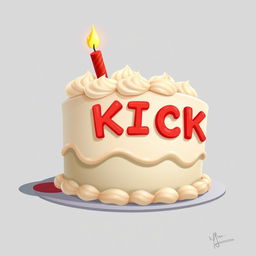 A 2D illustration of a whimsical birthday cake, adorned with luscious white cream icing that appears to be gently flaming around the edges