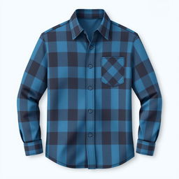 A stylish blue plaid shirt design featuring a classic checkered pattern