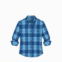 A stylish blue plaid shirt design featuring a classic checkered pattern