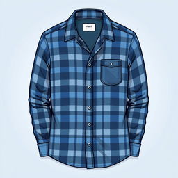 A stylish blue plaid shirt design featuring a classic checkered pattern