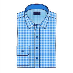 A stylish design for a small checkered blue shirt featuring tiny blue squares