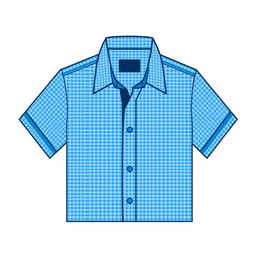 A stylish design for a small checkered blue shirt featuring tiny blue squares