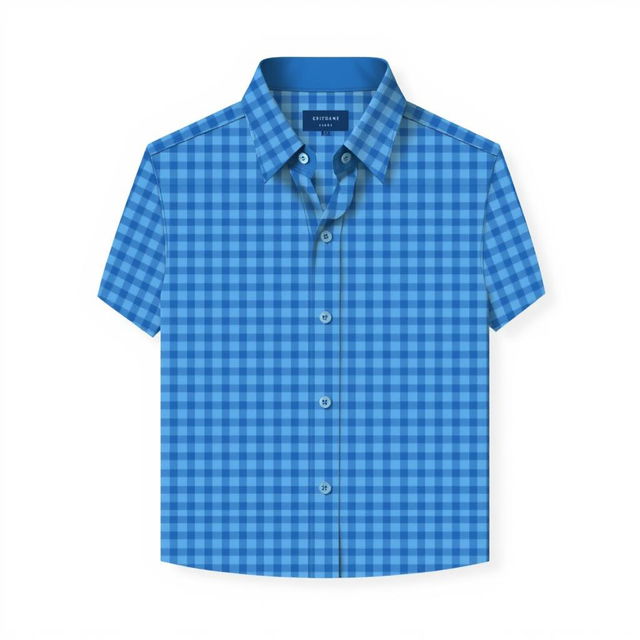 A chic design for a small checkered blue shirt featuring tiny blue squares