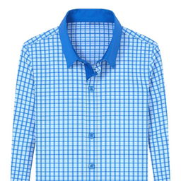 A chic design for a small checkered blue shirt featuring tiny blue squares