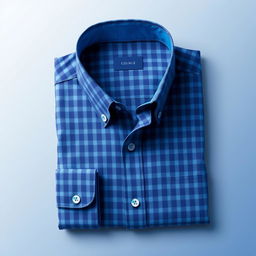 A stylish design for a small checkered blue shirt featuring tiny blue squares