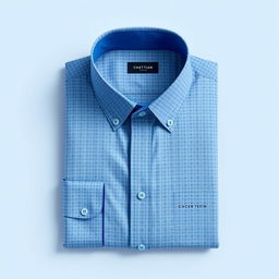 A stylish design for a small checkered blue shirt featuring tiny blue squares