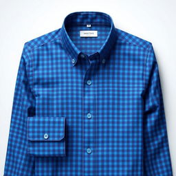 A stylish design for a small checkered blue shirt featuring tiny blue squares throughout