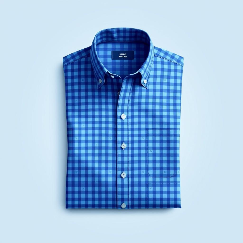 A stylish design for a small checkered blue shirt featuring tiny blue squares throughout