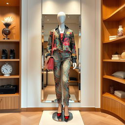 A stylish and trendy outfit displayed on a mannequin in a chic boutique setting