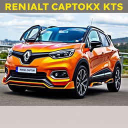 A Renault Captur equipped with a stylish and sporty body kit, featuring a customized front bumper with aggressive air intakes, side skirts for a more streamlined profile, and a rear spoiler that enhances its dynamic presence