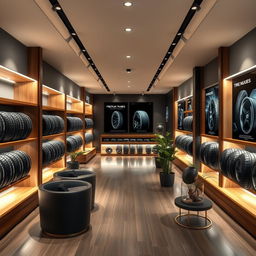 An elegant tire store design featuring the initials 'DN' elegantly integrated into the logo