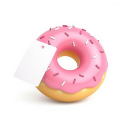 A delightful 2D pink doughnut, featuring a smooth frosted surface with sprinkles sprinkled on top