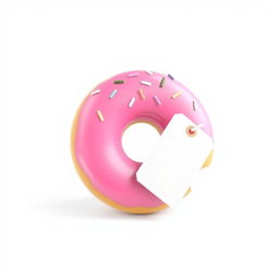 A delightful 2D pink doughnut, featuring a smooth frosted surface with sprinkles sprinkled on top