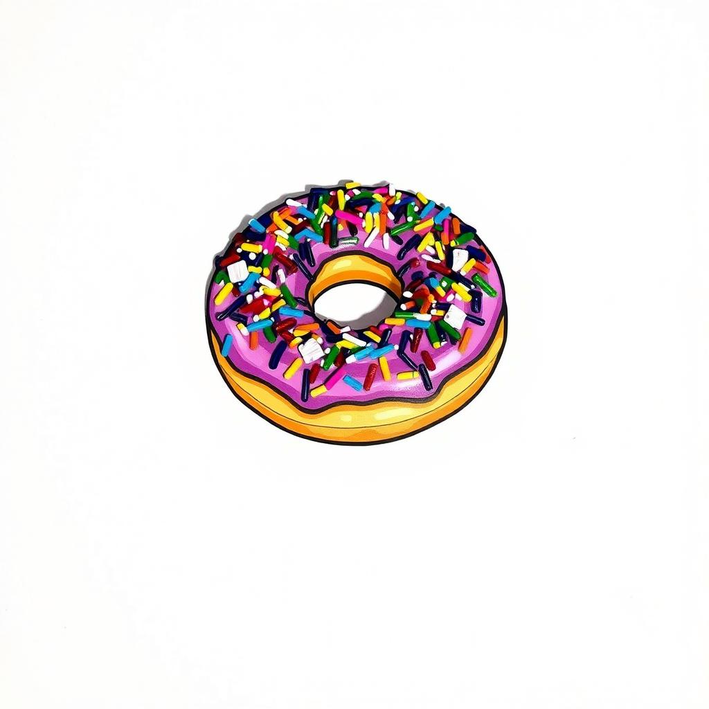 A vibrant doughnut covered in a generous layer of colorful sprinkles, designed in a graffiti style