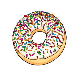 A vibrant doughnut covered in a generous layer of colorful sprinkles, designed in a graffiti style