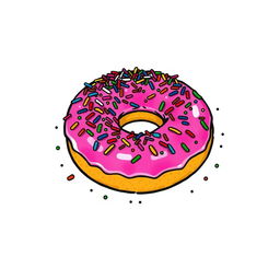 A vibrant pink doughnut adorned with an abundance of colorful sprinkles, designed in a striking graffiti style