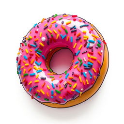 A vibrant pink doughnut adorned with an abundance of colorful sprinkles, designed in a striking graffiti style