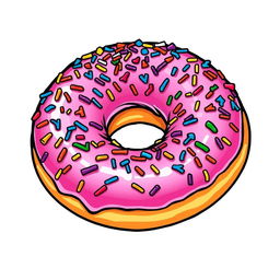 A vibrant pink doughnut adorned with an abundance of colorful sprinkles, designed in a striking graffiti style