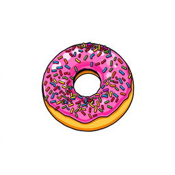 A vibrant pink doughnut adorned with an abundance of colorful sprinkles, designed in a striking graffiti style