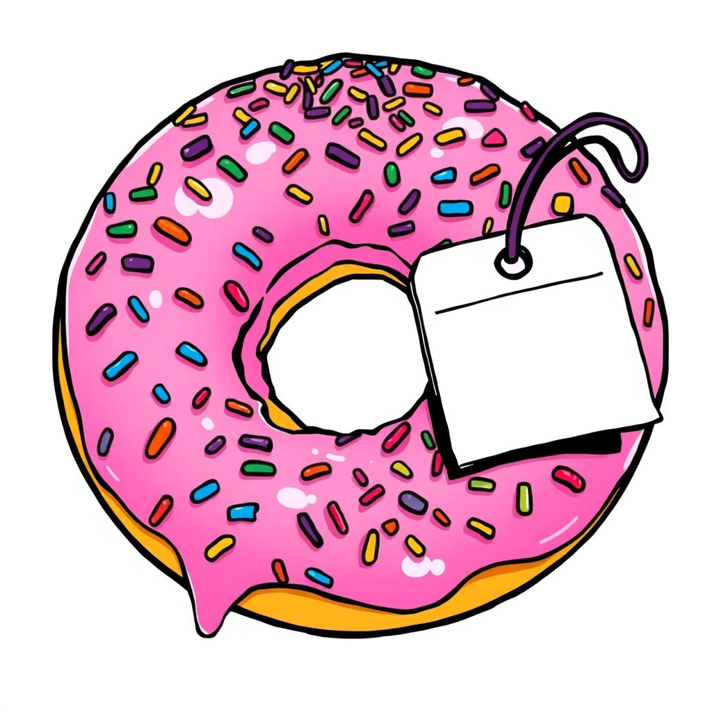 A vibrant pink doughnut with a wide bite mark, generously adorned with a multitude of colorful sprinkles