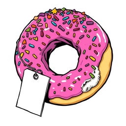 A vibrant pink doughnut with a wide bite mark, generously adorned with a multitude of colorful sprinkles