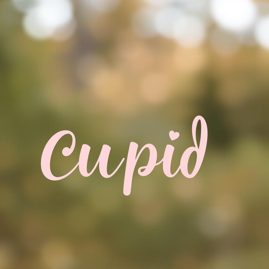 The word 'CUPID' written in elegant, flowing script on a large transparent background