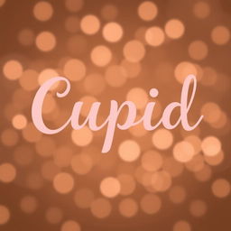 The word 'CUPID' written in elegant, flowing script on a large transparent background