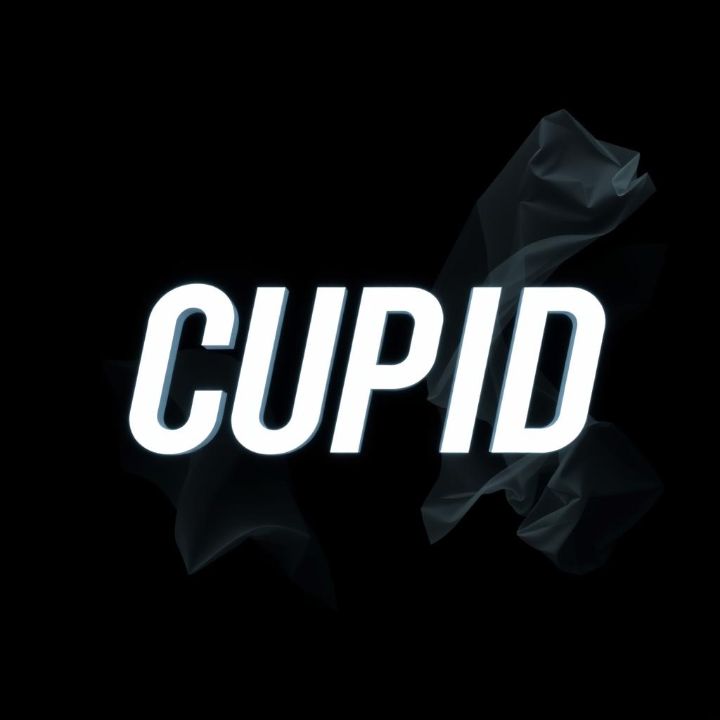 A striking album cover for a K-Pop song, featuring the word 'CUPID' prominently displayed in large, bold letters that blend a white and dark core aesthetic