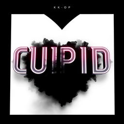 A striking album cover for a K-Pop song, featuring the word 'CUPID' prominently displayed in large, bold letters that blend a white and dark core aesthetic