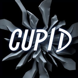 A striking album cover for a K-Pop song, featuring the word 'CUPID' prominently displayed in large, bold letters that blend a white and dark core aesthetic