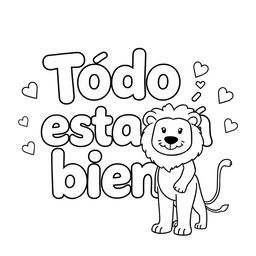 A simple, kid-friendly coloring page featuring the phrase 'Todo estará bien' prominently in the center with large, bold letters