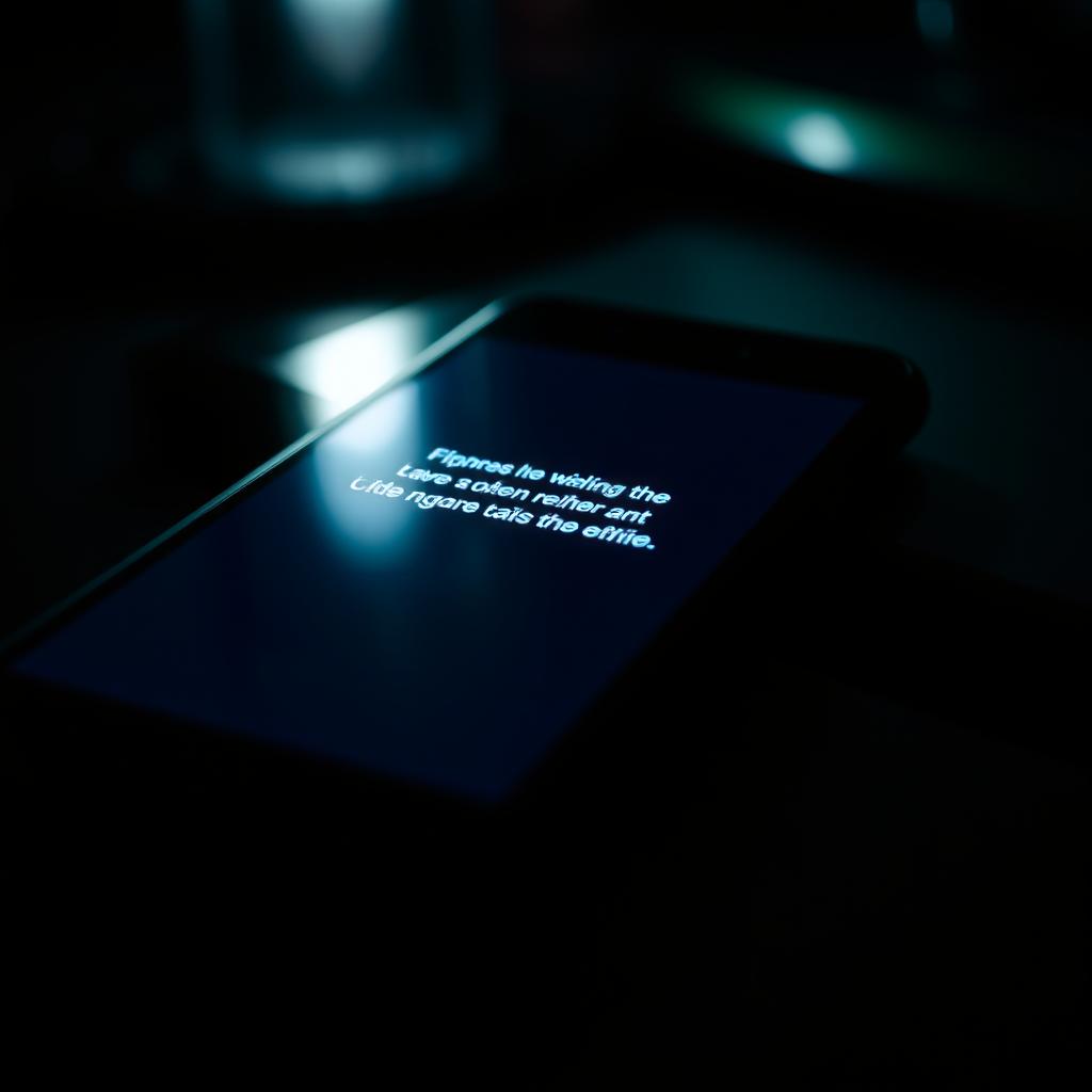 A close-up view of a modern smartphone displaying a mysterious message on the screen