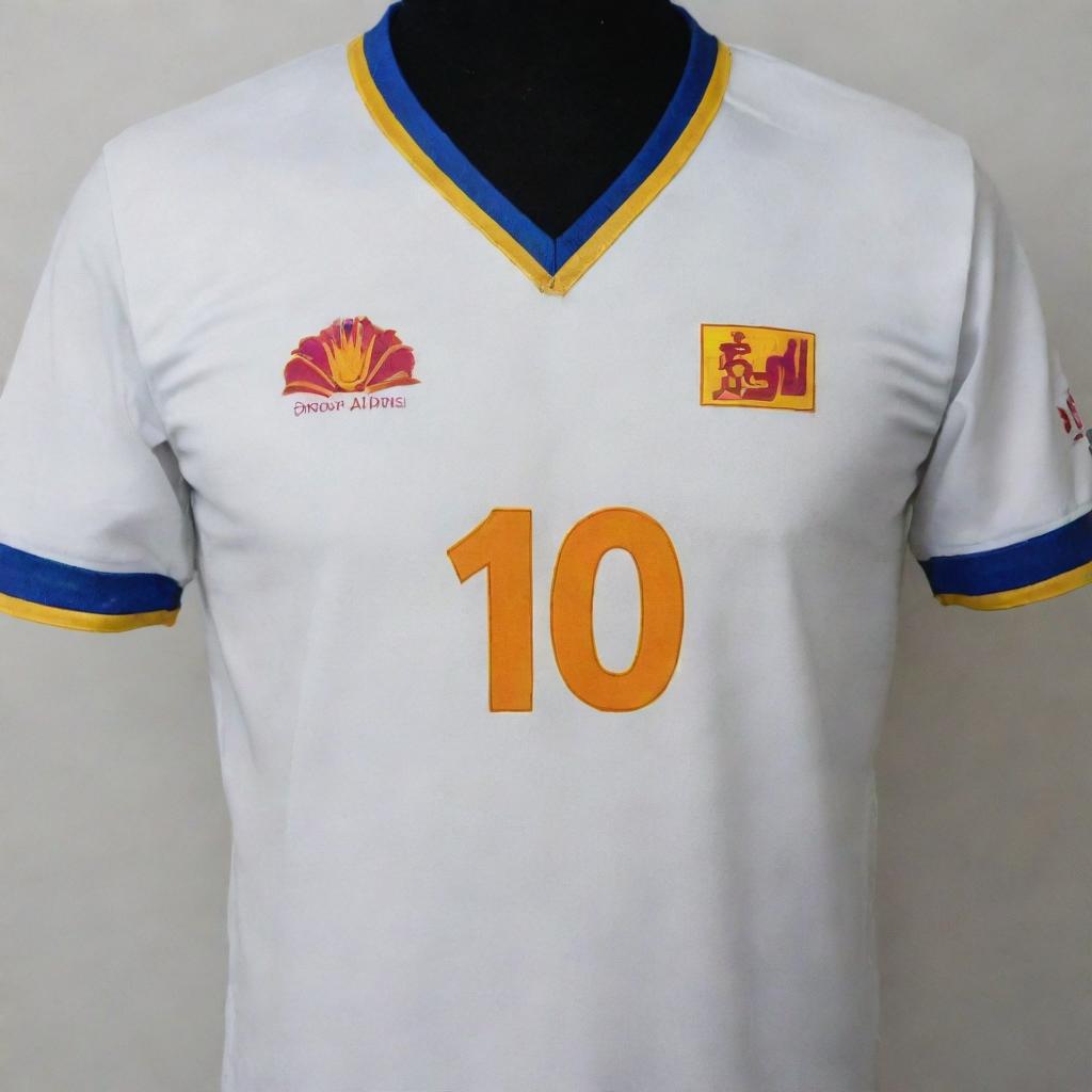 Create a Sri Lankan cricket team jersey with the name Manikya and the number 105 prominently displayed.