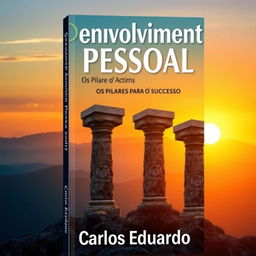 A visually striking book cover for 'Desenvolvimento Pessoal: Os Pilares para o Sucesso' by Carlos Eduardo