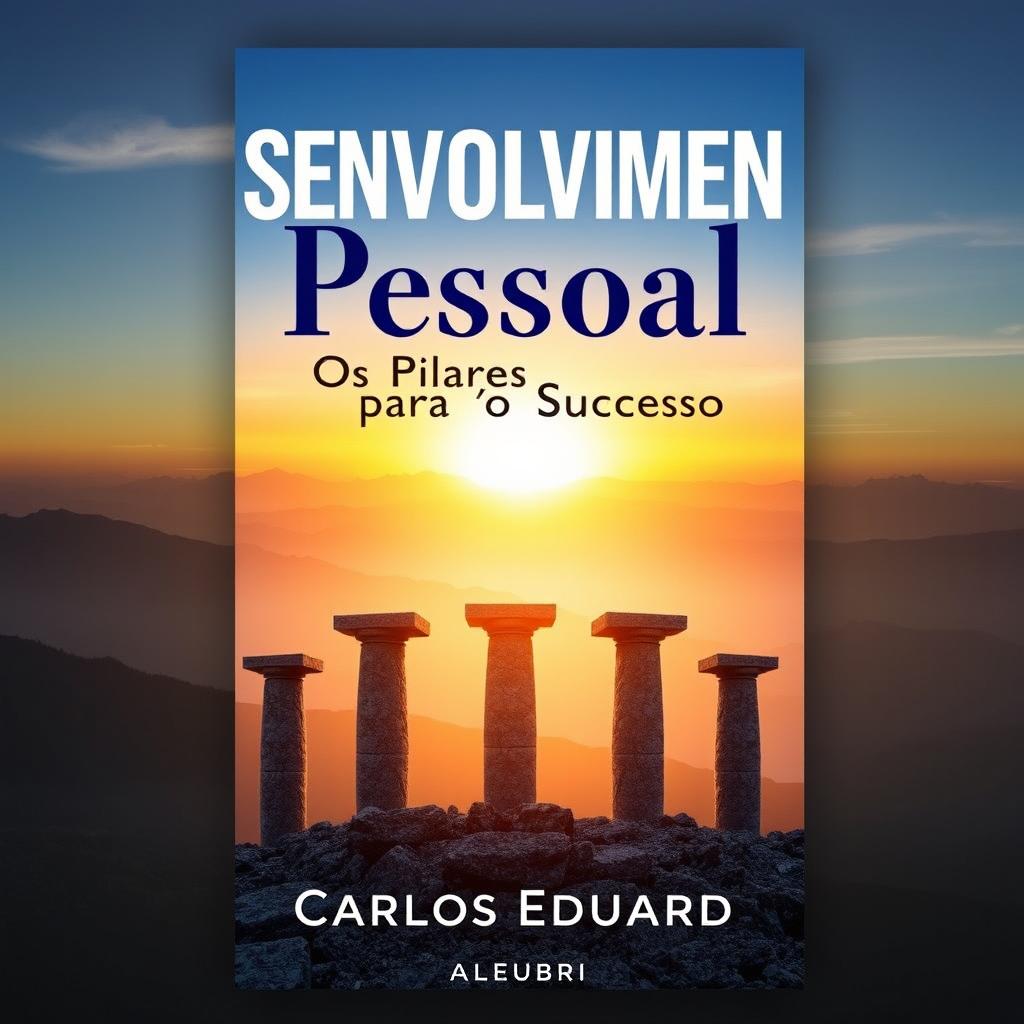 A visually striking book cover for 'Desenvolvimento Pessoal: Os Pilares para o Sucesso' by Carlos Eduardo