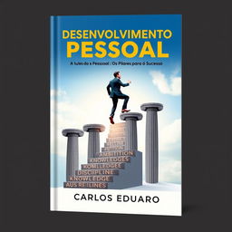 A professional and inspiring book cover for 'Desenvolvimento Pessoal: Os Pilares para o Sucesso' by Carlos Eduardo