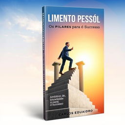 A professional and inspiring book cover for 'Desenvolvimento Pessoal: Os Pilares para o Sucesso' by Carlos Eduardo