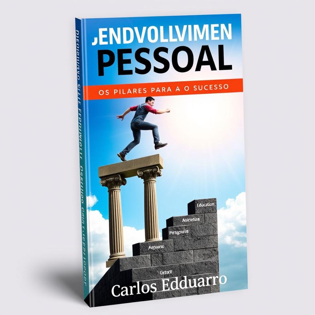 An engaging and motivational book cover for 'Desenvolvimento Pessoal: Os Pilares para o Sucesso' by Carlos Eduardo