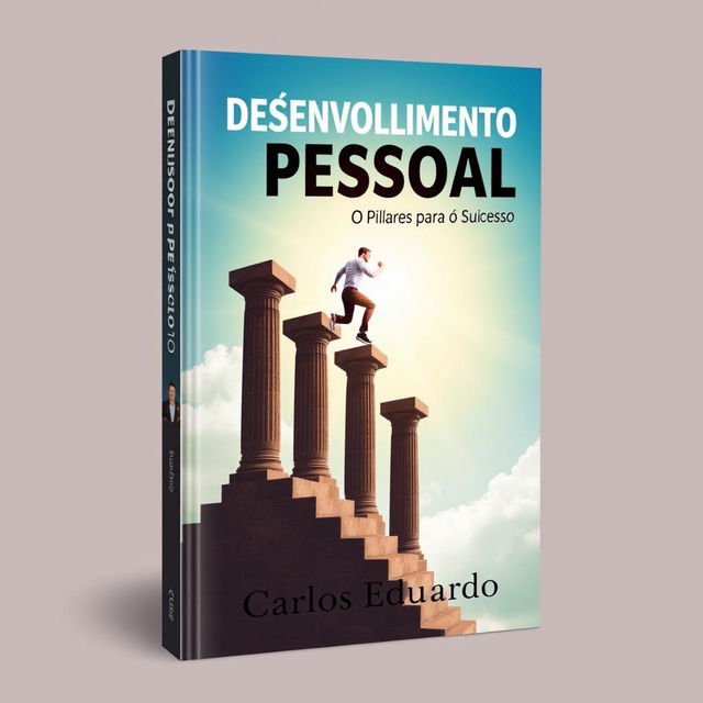 An engaging and motivational book cover for 'Desenvolvimento Pessoal: Os Pilares para o Sucesso' by Carlos Eduardo