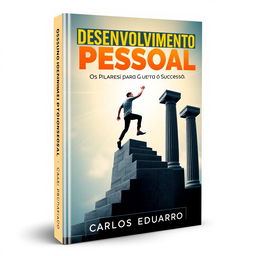 An engaging and motivational book cover for 'Desenvolvimento Pessoal: Os Pilares para o Sucesso' by Carlos Eduardo