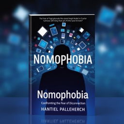 A book cover design focusing on the theme of nomophobia, the fear of being without one's smartphone