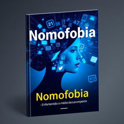 Uma capa de livro com foco no tema da nomofobia, o medo de ficar sem o smartphone